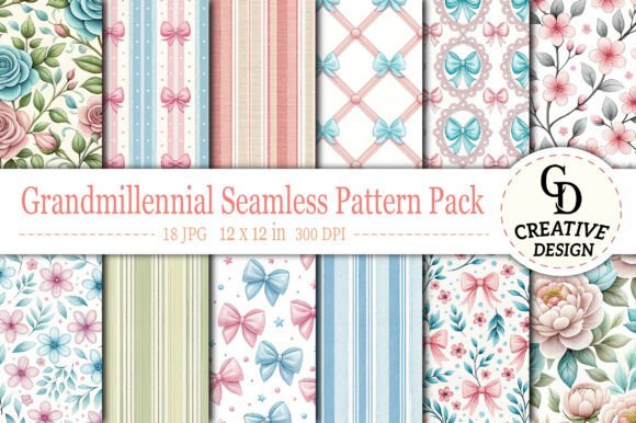 Download Grandmillennial Seamless Pattern Pack - Pattern pack Collection