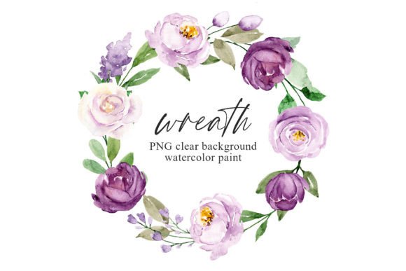 Download Wreath with Violet Watercolor Flowers. - Wreath Collection