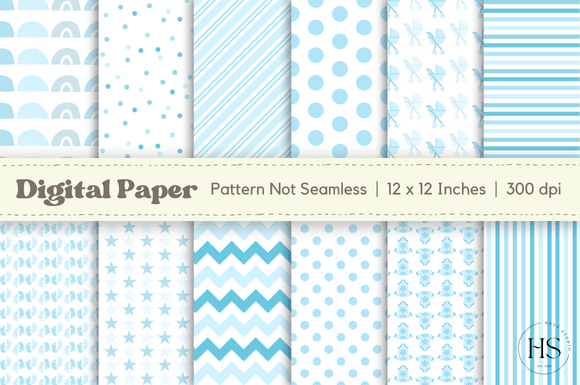 Download Blue Baby Boy Digital Paper Pattern Pack - Pattern pack Collection