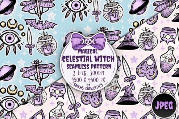 Download Celestial Witch - Seamless Pattern Pack - Pattern pack Collection
