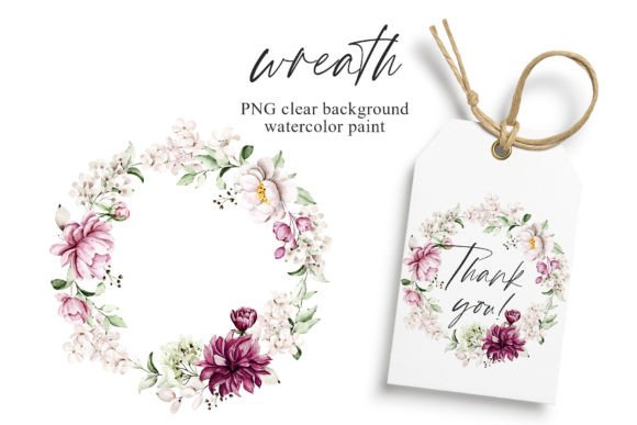 Download Wreath with Watercolor Leaves, Flowers. - Wreath Collection